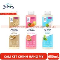 Sữa Tắm Dưỡng Da ST.IVES BODY WASH 650ml Cam Chanh I Yến Mạch I Muối Biển tẩy tế bào chết nhập khẩu Mỹ