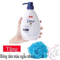 Sữa tắm dưỡng thể Dove chai 500g dưỡng ẩm chuyên sâu Tặng 1 bông tắm màu ngẫu nhiên - Deeply Nourishing chăm sóc da sáng