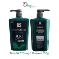 Sữa tắm gội 2 trong 1 Romano Men Classic OK004 hương nước hoa nam tính 650g