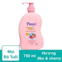 Sữa tắm & gội 2in1 cho bé Pureen tinh chất sữa chua hương đào và cherry 750 ml (mọi độ tuổi)