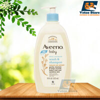 Sữa Tắm Gội Cho Bé Aveeno Baby Daily Moisture Wash & Shampoo Natural Oat Extract Gently Cleanses & Helps Nourish Baby’s Hair And Sensitive Skin 532ml