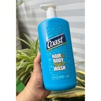 Sữa Tắm Gội cho Nam Coast Hair & Body có vòi của Mỹ 946ml chai lớn