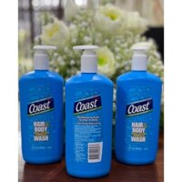 Sữa tắm gội Coast của mỹ 2in1, hair and body cho nam chai 946ml, 532ml
