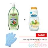 Sữa tắm gội Kodomo cho trẻ sơ sinh 400ml + Phấn chống côn trùng  Kodomo 180g-cam Tặng 1 Bao tay tắm màu ngẫu nhiên - sua tam goi