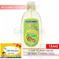 Sữa tắm gội Kodomo cho trẻ sơ sinh 200ml TẶNG 1 quyển tô màu (động vật) - sua tam goi