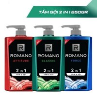 Sữa tắm gội Romano 2in1 Classic/Attitude 650g