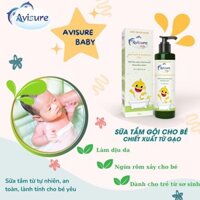 Sữa tắm gội thảo dược Avisure cho bé Chai 100ml sữa tắm gội trẻ em ngừa rôm sảy, tắm gội thảo dược chứa sữa và gạo