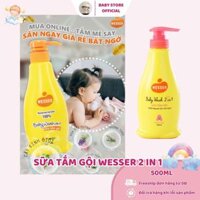 Sữa Tắm Gội Wesser 2 In 1 Cam/ Hồng/ Xanh Lá 500ml Mẫu Mới
