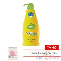 Sữa tắm gội Wesser 500ml - Xanh lá Tặng 1 gói tăm bông đầu nhỏ