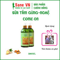 Sữa tắm gừng nghệ Come on chai 500ml, tặng túi thơm cà phệ SANEVN sữa tắm trắng da, sữa tắm trị mụn lưng, cấp ẩm