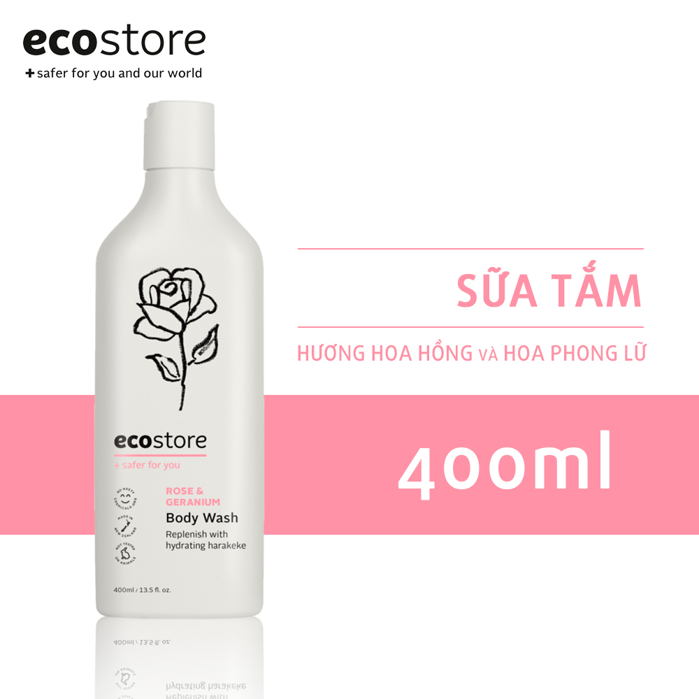 Sữa tắm hương hoa hồng và hoa phong lữ Ecostore 400ml