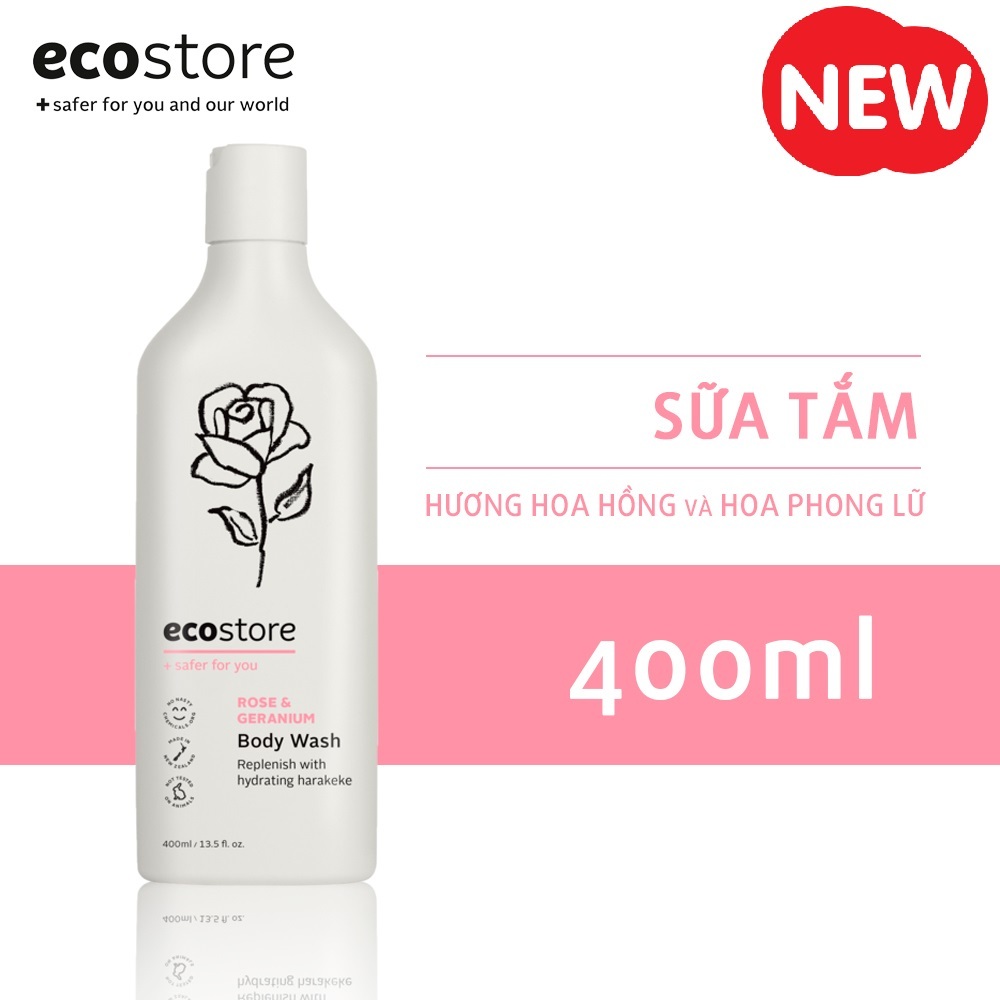 Sữa tắm hương hoa hồng và hoa phong lữ Ecostore 400ml
