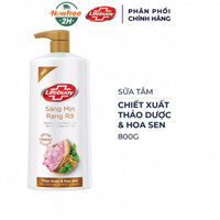 Sữa Tắm Lifebuoy Detox Thảo Dược & Hoa Sen 800g giúp da sáng mịn rạng rỡ