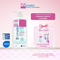 Sữa tắm mặt và body Ceradan Gentle Cleanser dưỡng ẩm, tắm khô hoặc ướt 500ml (HSD: 10/2025)