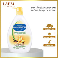 Sữa Tắm Monsavon Lait & Vanille chiết xuất sữa và hoa vani Pháp dưỡng da mềm mịn 1000ml