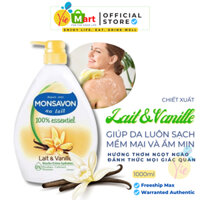 Sữa Tắm MONSAVON LAIT & VANILLE Chiết Xuất Từ Sữa và Hoa Vani Pháp 1000ML