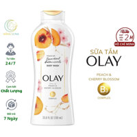 Sữa tắm Olay 700ml Body Wash Peach & Cherry Blossom B3 Complex Mỹ, Sữa tắm trắng da Olay Mỹ