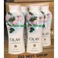 Sữa tắm Olay Cooling White Strawberry & Mint 650ml (Dâu Bạc Hà mát lạnh)
