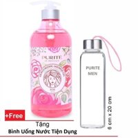 Sữa tắm Purité Chiết xuất hoa hồng 850ml tặng kèm bình ún nươc purite