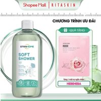 Sữa tắm, rửa mặt không xà phòng cho mọi loại da và da nhạy cảm Stanhome Family Expert Soft Shower 740ml tặng mặt nạ Hebe