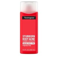 Sữa tắm tẩy tế bào chết và trị mụn - Neutrogena Daily Stubborn Body Acne Treatment, Cleanser & Exfoliator Body Wash, 8.5 oz