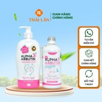 Sữa tắm trắng da body Alpha Arbutin Collagen 3 Plus chai 450ml giúp da trắng sáng mịn màng