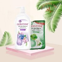 Sữa tắm trắng da Gervenne Việt Quất và Lan Nam Phi (1.2L/chai) + Túi xanh 450g