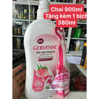 Sữa tắm trắng da hương nước hoa Gervenne Dâu Tây Bạch Tuyết và Lily Hồng (900g/chai tặng kèm 1 gói 380ml