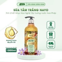 Sữa Tắm Trắng Nayo Hương Nước Hoa Pháp, Tinh Chất Nhụy Hoa Nghệ Tây, 1000ml TẶNG Sữa Rửa Mặt White JI, 100ml