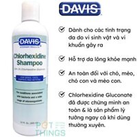 Sữa tắm trị viêm da ngứa DAVIS 2% Chlorhexidine chai 355ml cho chó, mèo