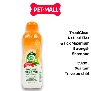 Sữa tắm TropiClean Flea Tick 592ml - Trị ve bọ chét thành phần tự nhiên