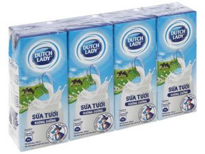 Sữa tiệt trùng Dutch Lady không đường lốc 4 hộp x 180ml