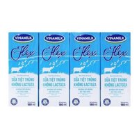 Sữa Tiệt Trùng Không Lactoza Flex Vinamilk Lốc 4 Hộp x 180ml