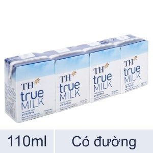 Sữa tiệt trùng TH True Milk có đường lốc 4 hộp x 110ml