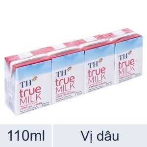 Sữa tiệt trùng TH True Milk có đường lốc 4 hộp x 110ml
