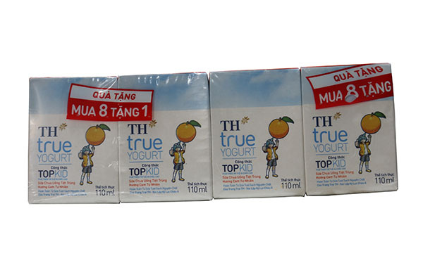 Sữa tiệt trùng TH True Milk có đường lốc 4 hộp x 110ml