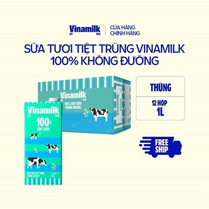 Sữa Tiệt Trùng Vinamilk Không Đường Hộp 1 Lít - Thùng 12 Hộp