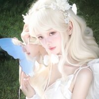 Sữa Trắng Tóc Vàng Bộ Nữ lolita Tự Nhiên Không Khí Nổ Dài Xoăn Tóc Mô Phỏng Tóc Full Mũ Phong Cách 3.23