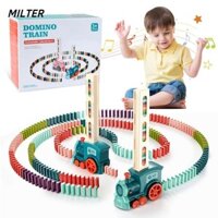 Sữa Tự Động Đặt Tàu Domino, Đồ Chơi Xe Lửa Domino Điện Tự Làm Cho Trẻ Em, Sáng Tạo Với Âm Nhạc Xe Điện Khối Gạch Bộ Dụng Cụ Quà Tặng Sinh Nhật Trẻ Em