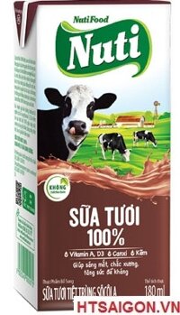 SỮA TƯƠI 100% NUTI SOCOLA 180ML