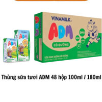 SỮA TƯƠI ADM CÓ ĐƯỜNG THÙNG 48 HỘP 110ml / 180ml (bọc chống sốc)