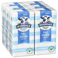 Sữa tươi Devondale Full Cream Pure Milk của Úc cho trẻ từ 12 tháng thùng 24 hộp 200ml/hộp