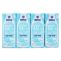 Sữa tươi ít đường bổ sung sữa non Metafresh 180ml, lốc 4 hộp