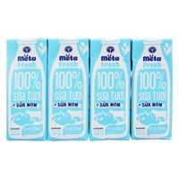 Sữa tươi ít đường bổ sung sữa non Metafresh 180ml, lốc 4 hộp