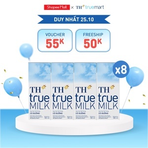 Sữa tươi TH True Milk có đường 180ml x 48 hộp