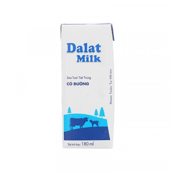 Sữa tươi thanh trùng Dalat Milk có đường 180ml