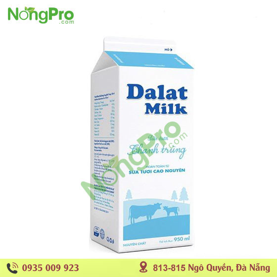 Sữa tươi thanh trùng Dalat milk không đường - 950ml