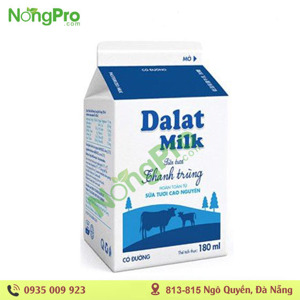 Sữa tươi thanh trùng Dalat Milk có đường 180ml