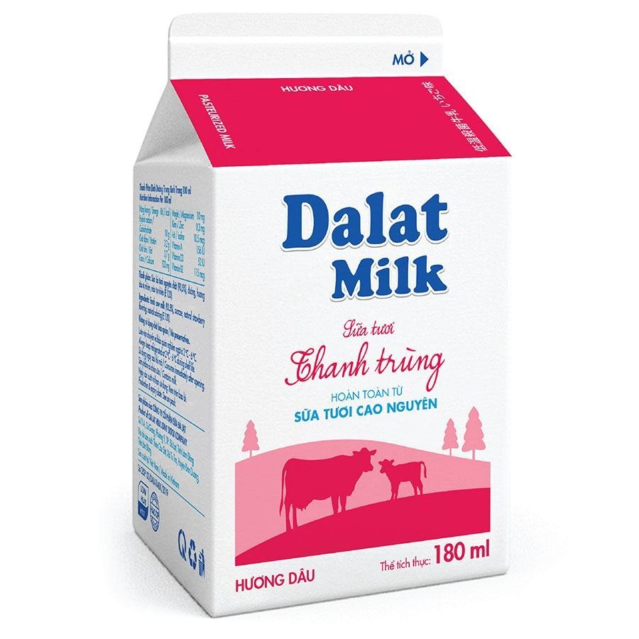 Sữa tươi thanh trùng Dalat milk dâu - 180ml