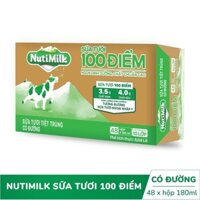 Sữa tươi tiệt trùng 100 điểm Nutifood 180ml